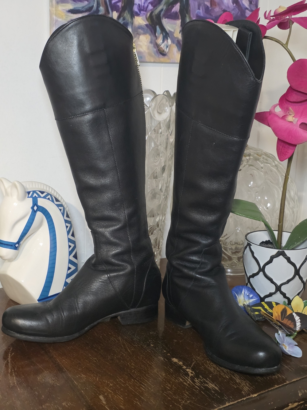Poppy Barley "The Riding Boot" in Black Leather